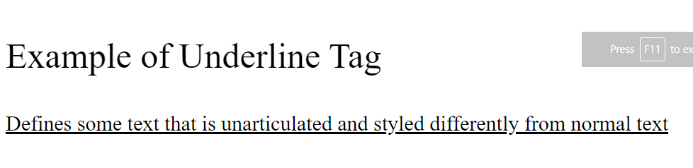 Underline Tag Result